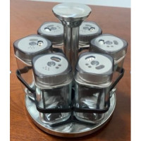 Органайзер для спецій (BSJ1507-1) (6 банок) GLASS-SILVER [18] (18 шт/ящ)